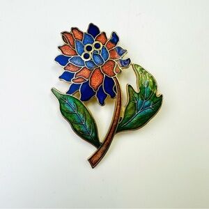 Vintage cloissone flower brooch 80s